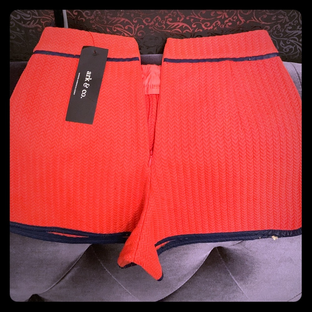 Orange with Navy Trim High waisted shorts